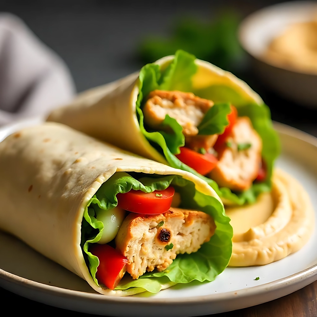 Wrap de Pollo y Espinacas con Hummus