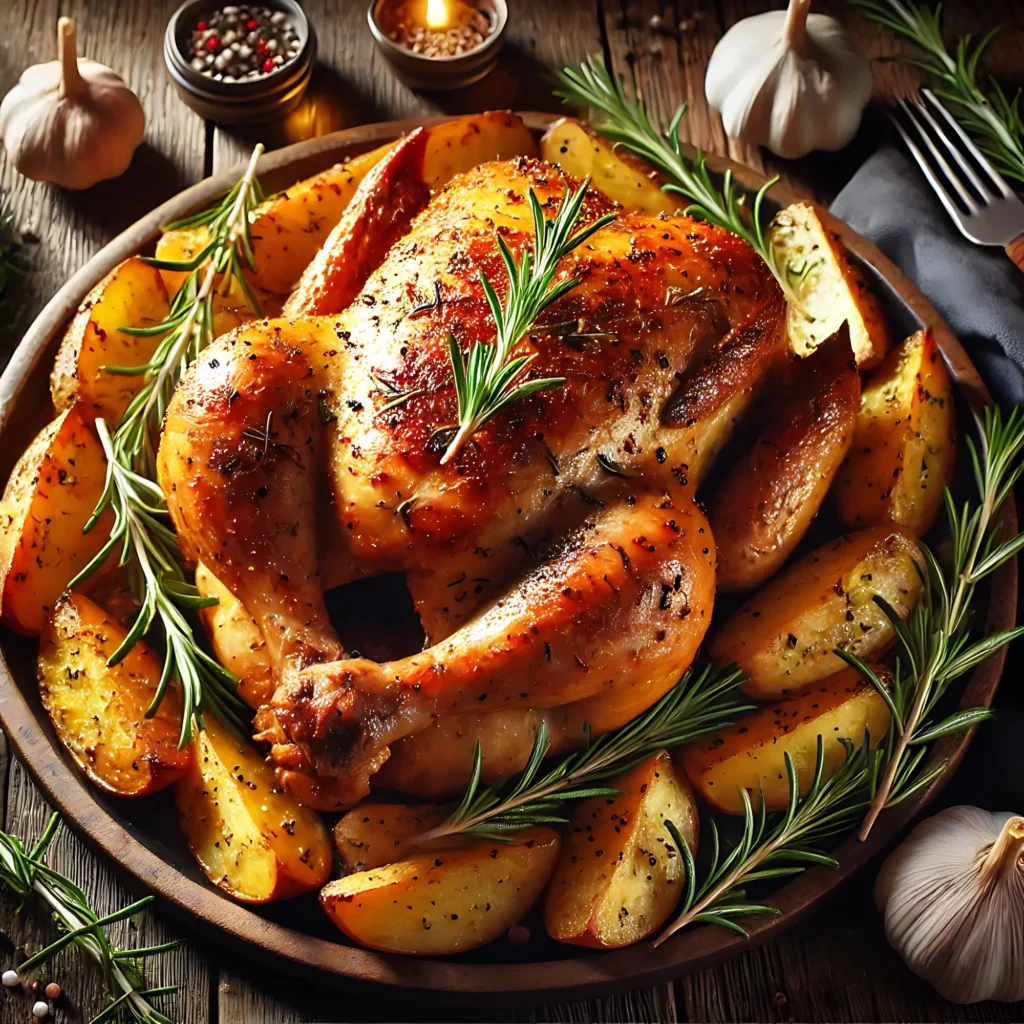 Pollo al Horno con Papas y Romero