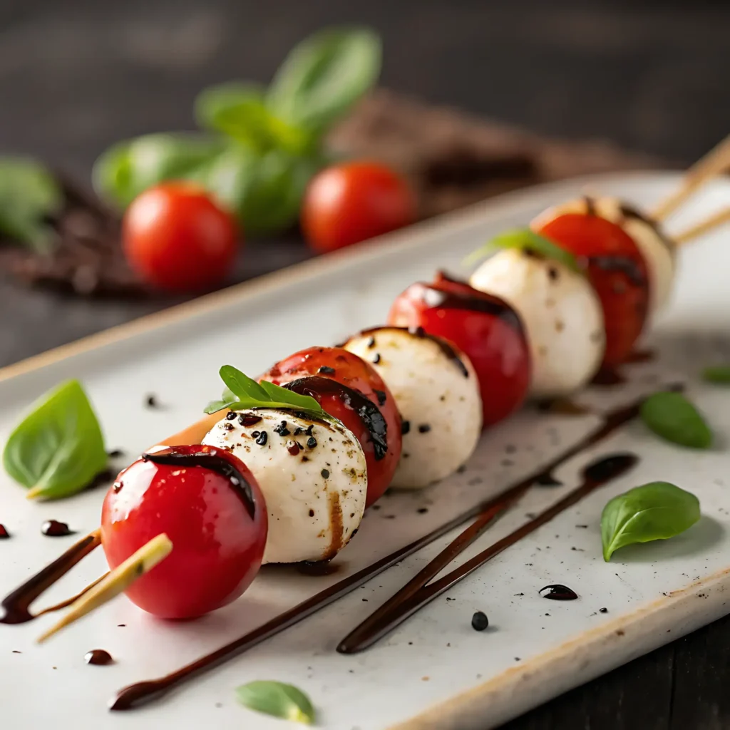 Brocheta Caprese con Reducción Balsámica