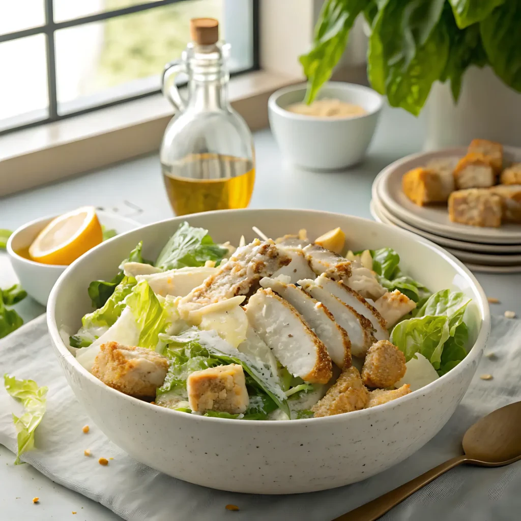 Ensalada César Clásica con Pollo: Un Plato Completo y Delicioso