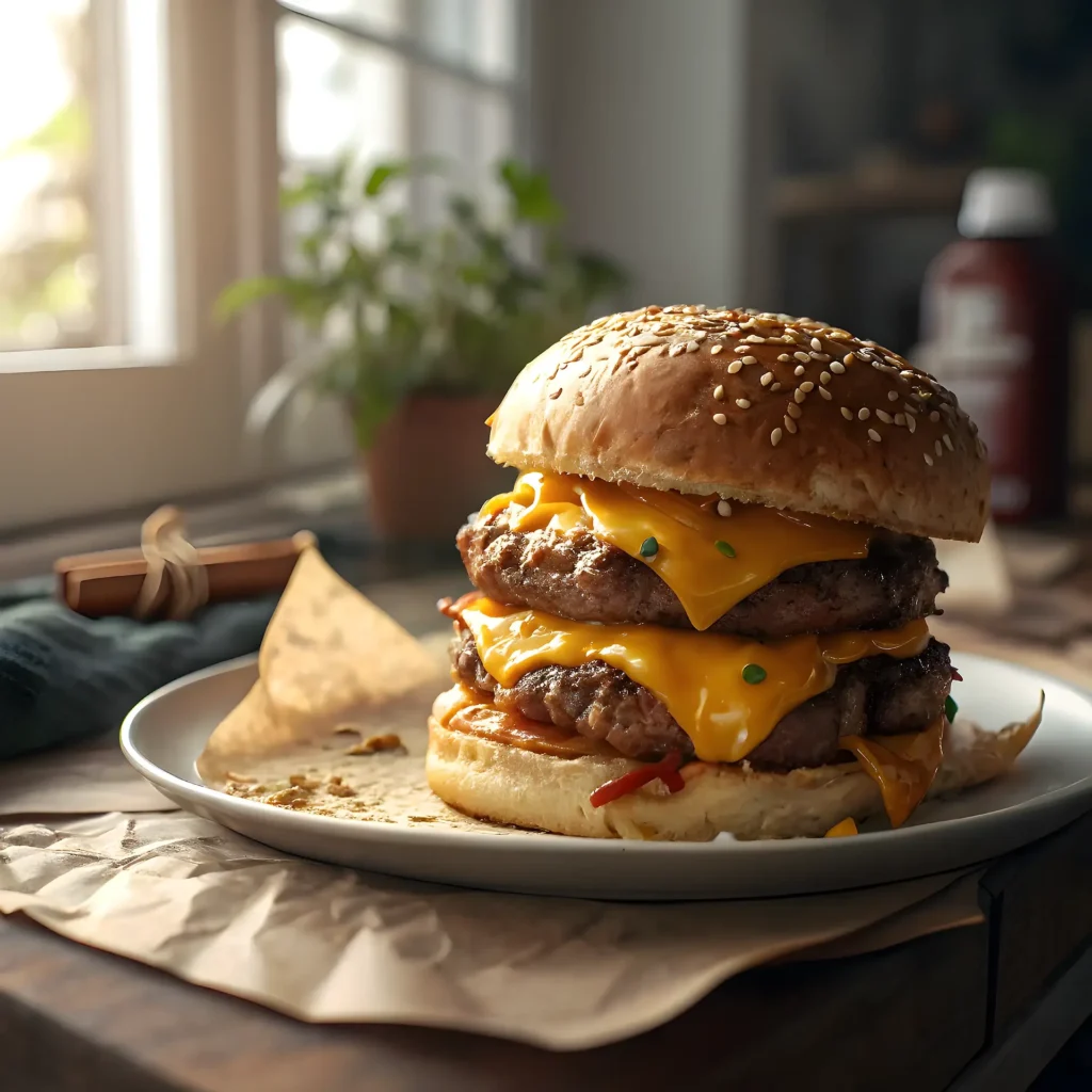 Hamburguesa Doble con Queso: Doble de Sabor, Doble de Placer
