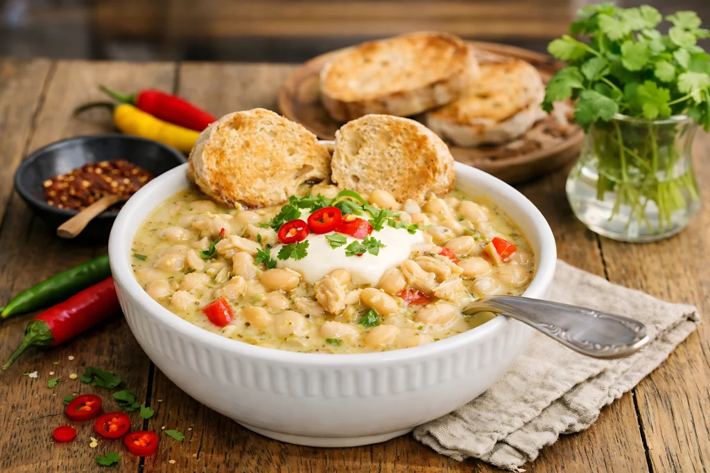 Chili de pollo con frijoles blancos