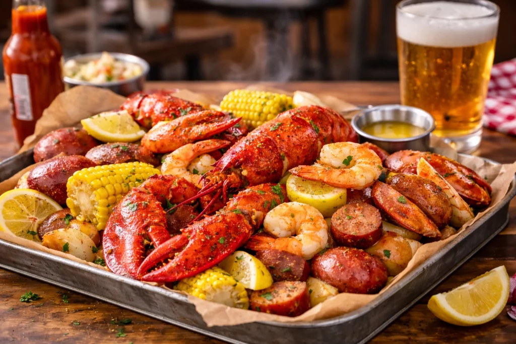 Hervido de mariscos estilo festivo americano