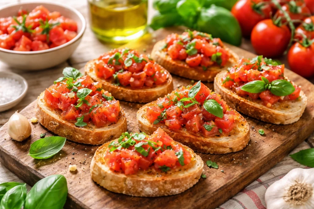 Bruschetta Clásica de Tomate y Albahaca